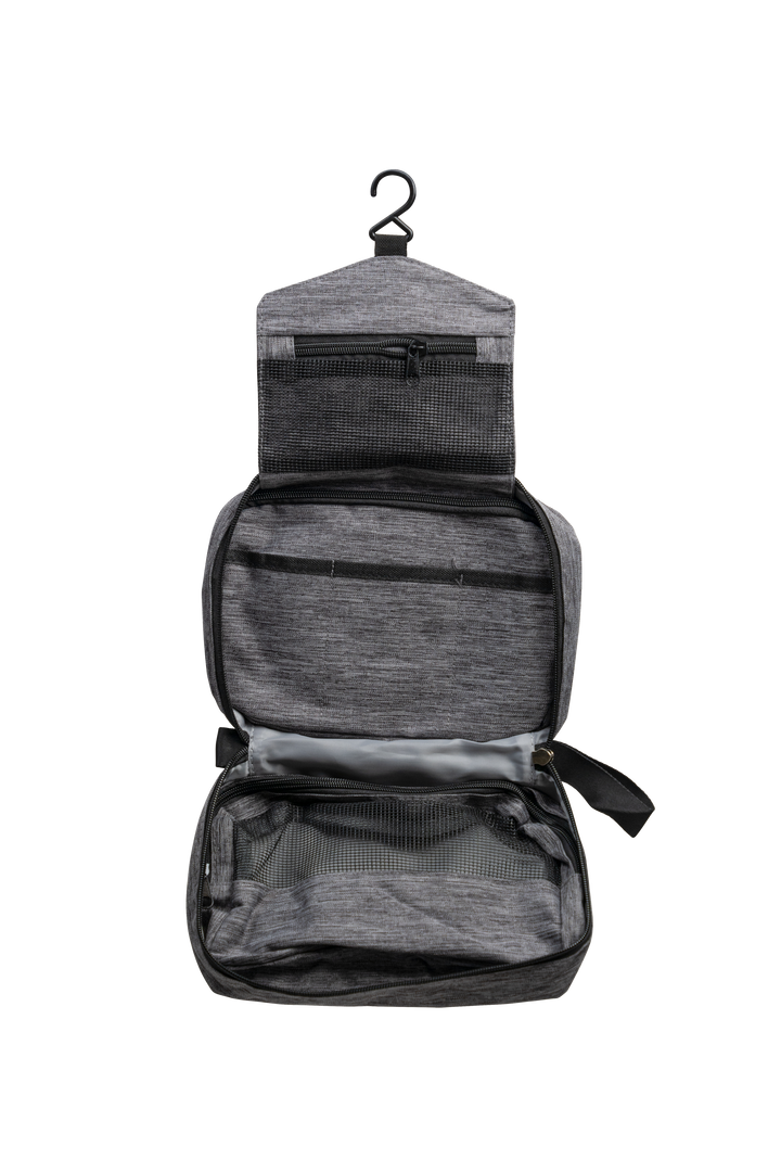 Gray Toiletry Travel Bag with a smart design, compact and durable, perfect for organizing toiletries on every adventure.