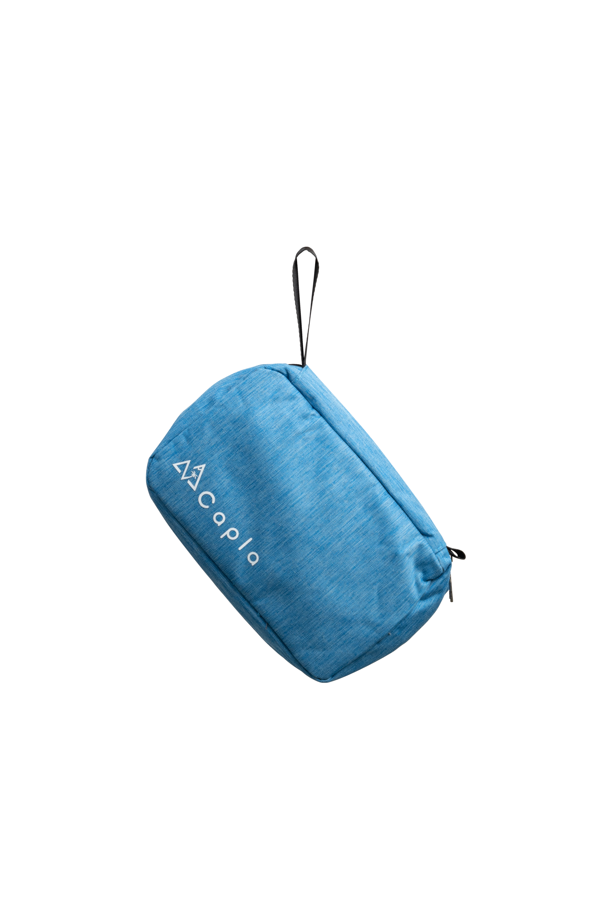 Blue travel toiletry bag made from durable 300D polyester, perfect for keeping toiletries organized during travel, camping, or outdoor adventures.